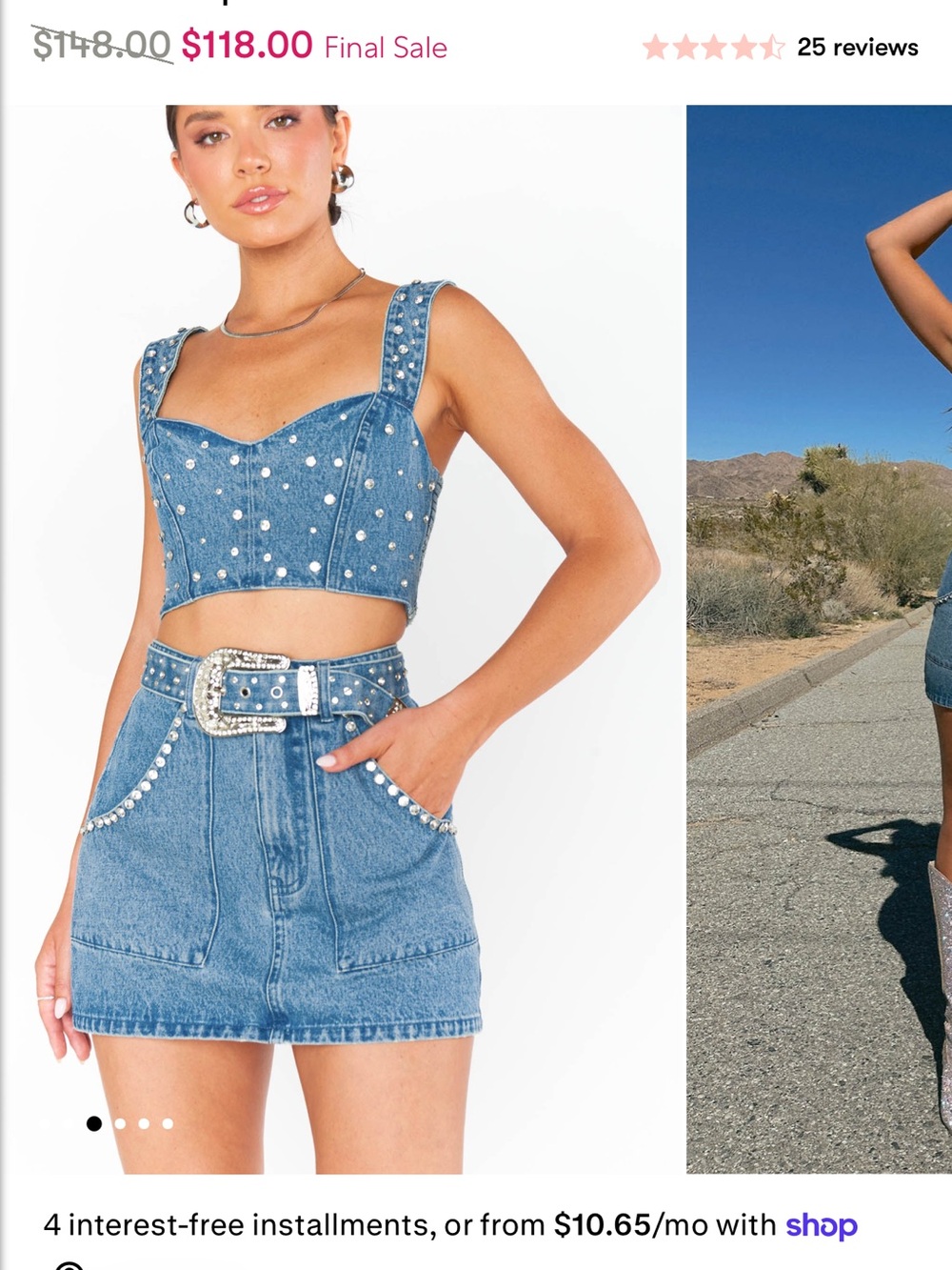 Show Me Your MuMu Denim Studded Crop Top - Light Blue
